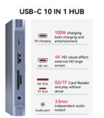 هاب 10 پورت تایپ سی - USB Type C 10 in 1 HUB - Image 2