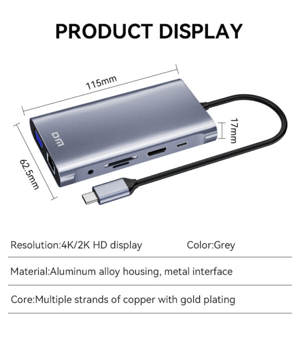 هاب 10 پورت تایپ سی - USB Type C 10 in 1 HUB - Image 7