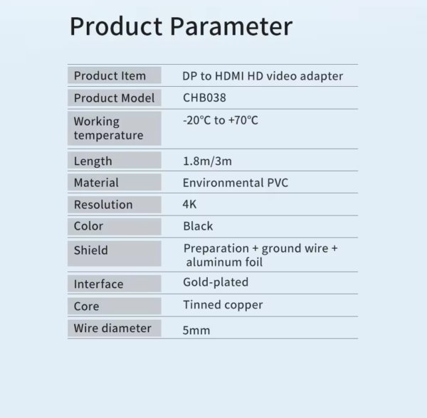 کابل مبدل دیسپلی پورت به اچ دی ام آی - DisplayPort To H-DMI Cable CHB038 - Image 5