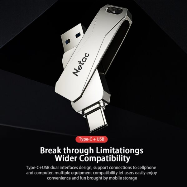 فلش نیتاک 64 گیگابایت مدل Netac USB3.0 Type C Dual port USB flash drive 64GB U782C - Image 7