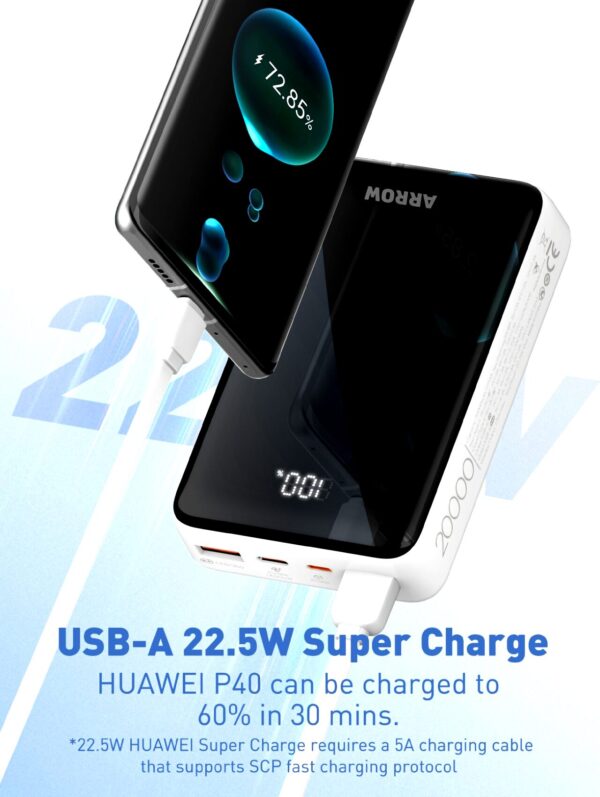پاور بانک بی سیم ارو مدل ARP20W با ظرفیت ۲۰۰۰۰میلی آمپر ساعت برند ARROW - Image 9